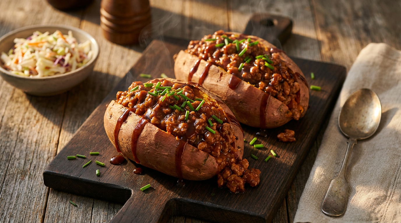 Sloppy Joe Stuffed Sweet Potatoes