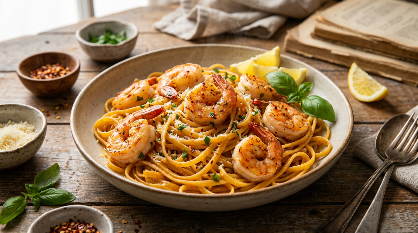 Garlic Butter Shrimp Linguine