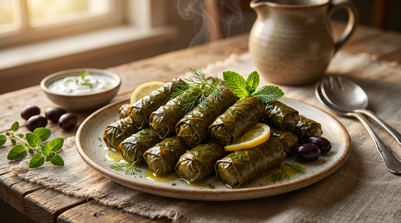 Vegetarian Dolmades (Stuffed Grape Leaves)