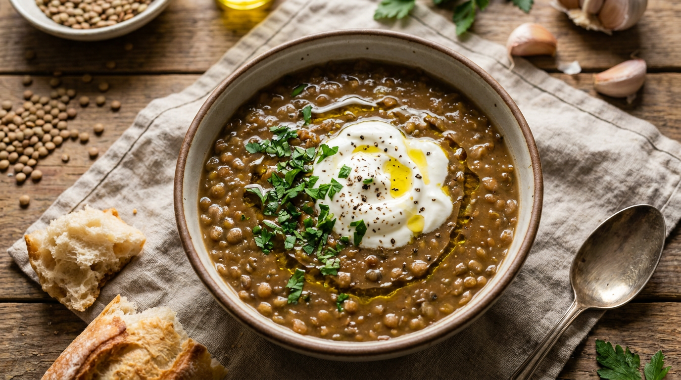 Lentil Soup with Greek Yogurt