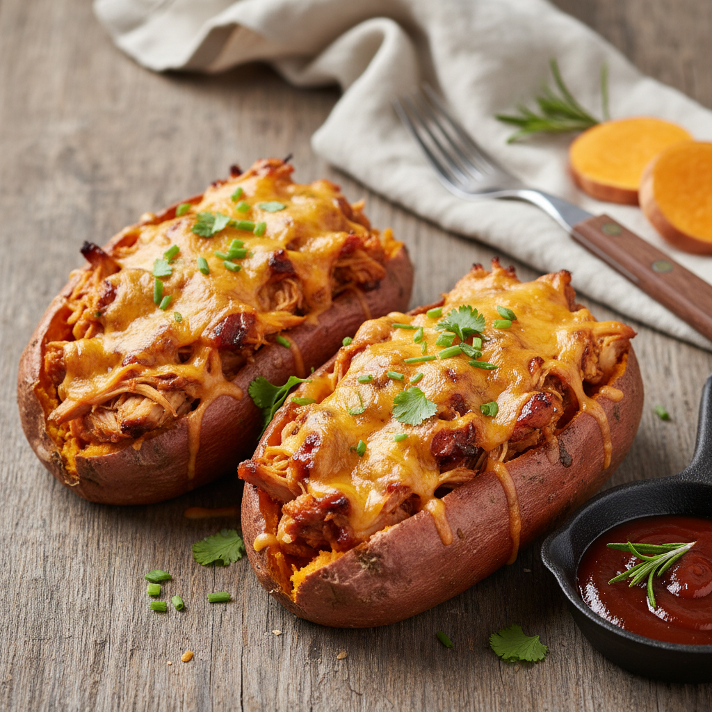 BBQ Chicken Stuffed Sweet Potatoes