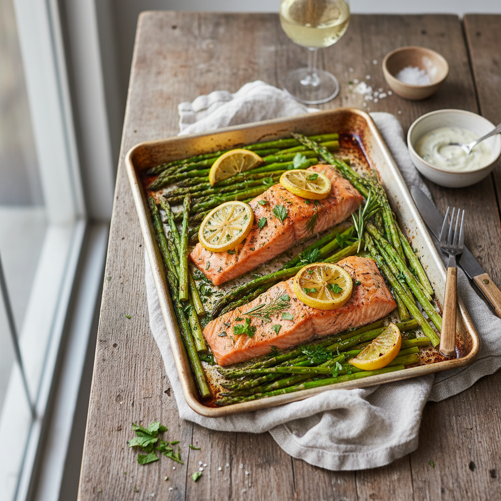 Sheet Pan Lemon-Herb Salmon & Asparagus