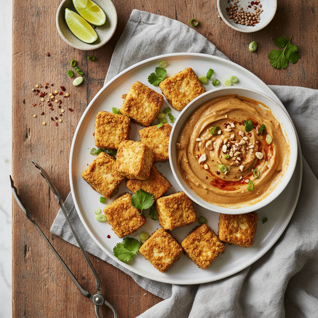 Crispy Tofu with Peanut Sauce