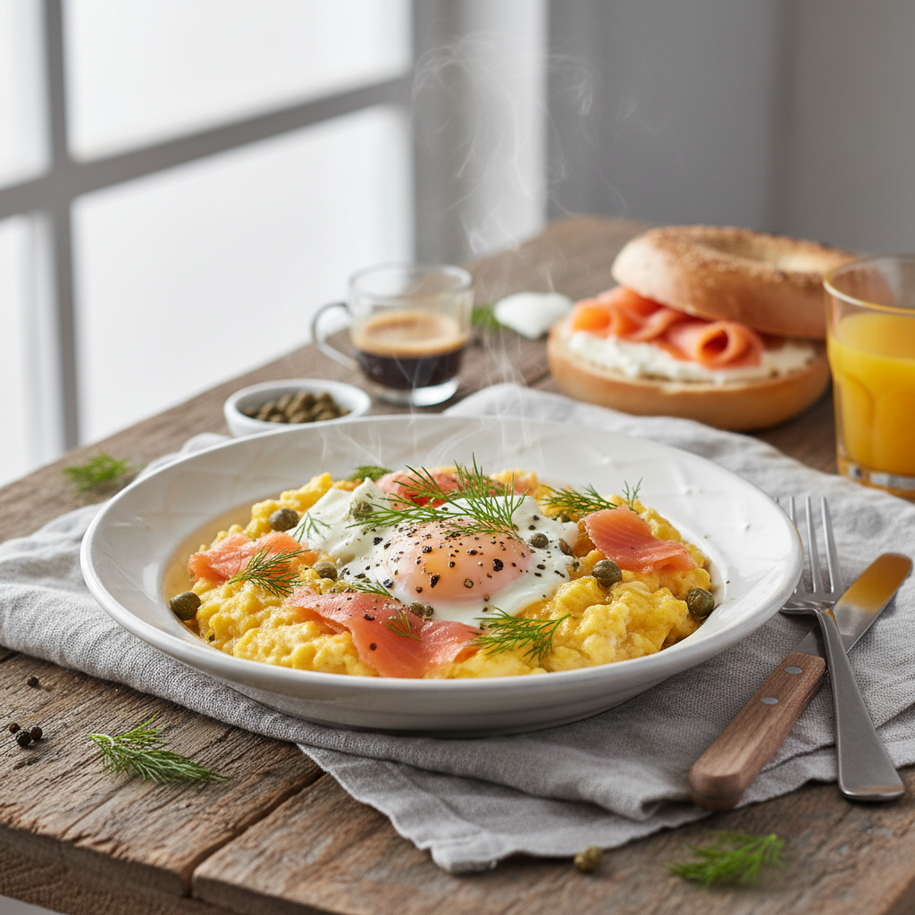 Smoked Salmon and Dill Scrambled Eggs