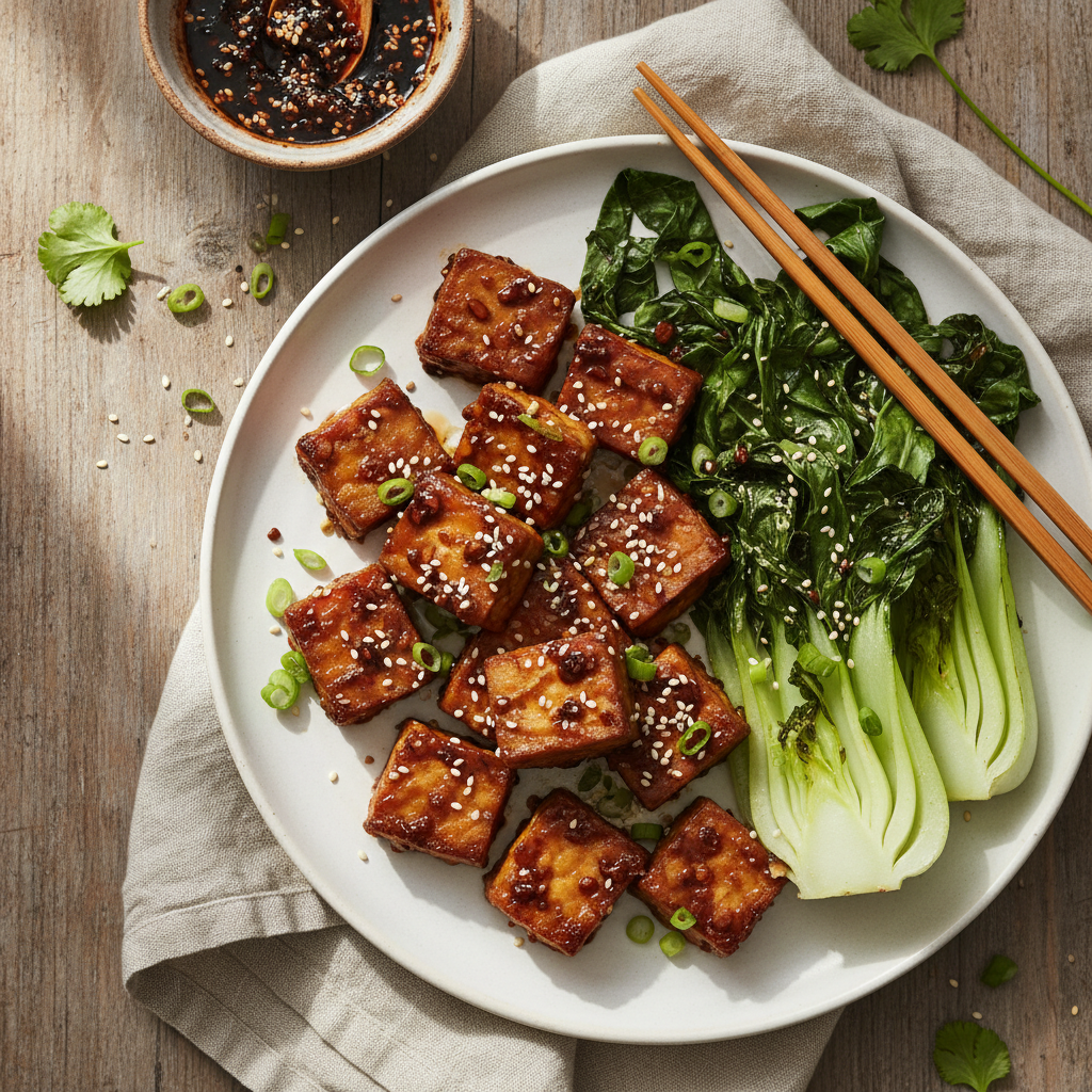 Miso-Glazed Tempeh with Bok Choy