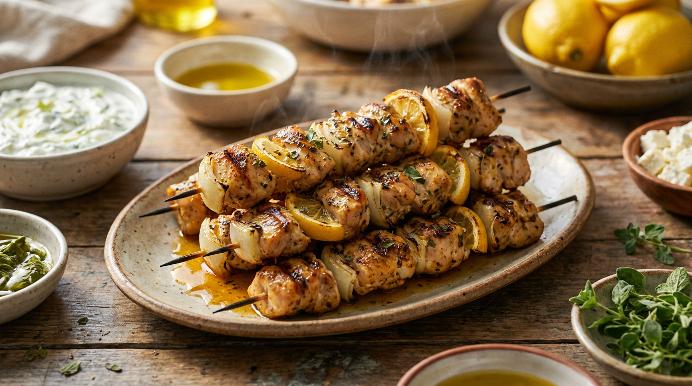 Chicken Souvlaki Skewers with Lemon