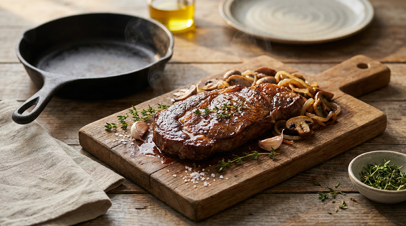Sirloin Steak with Sautéed Mushrooms