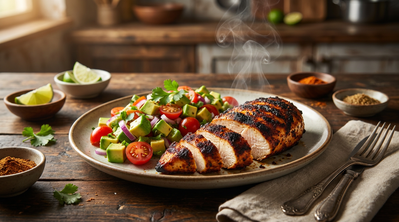 Blackened Chicken with Avocado Salad