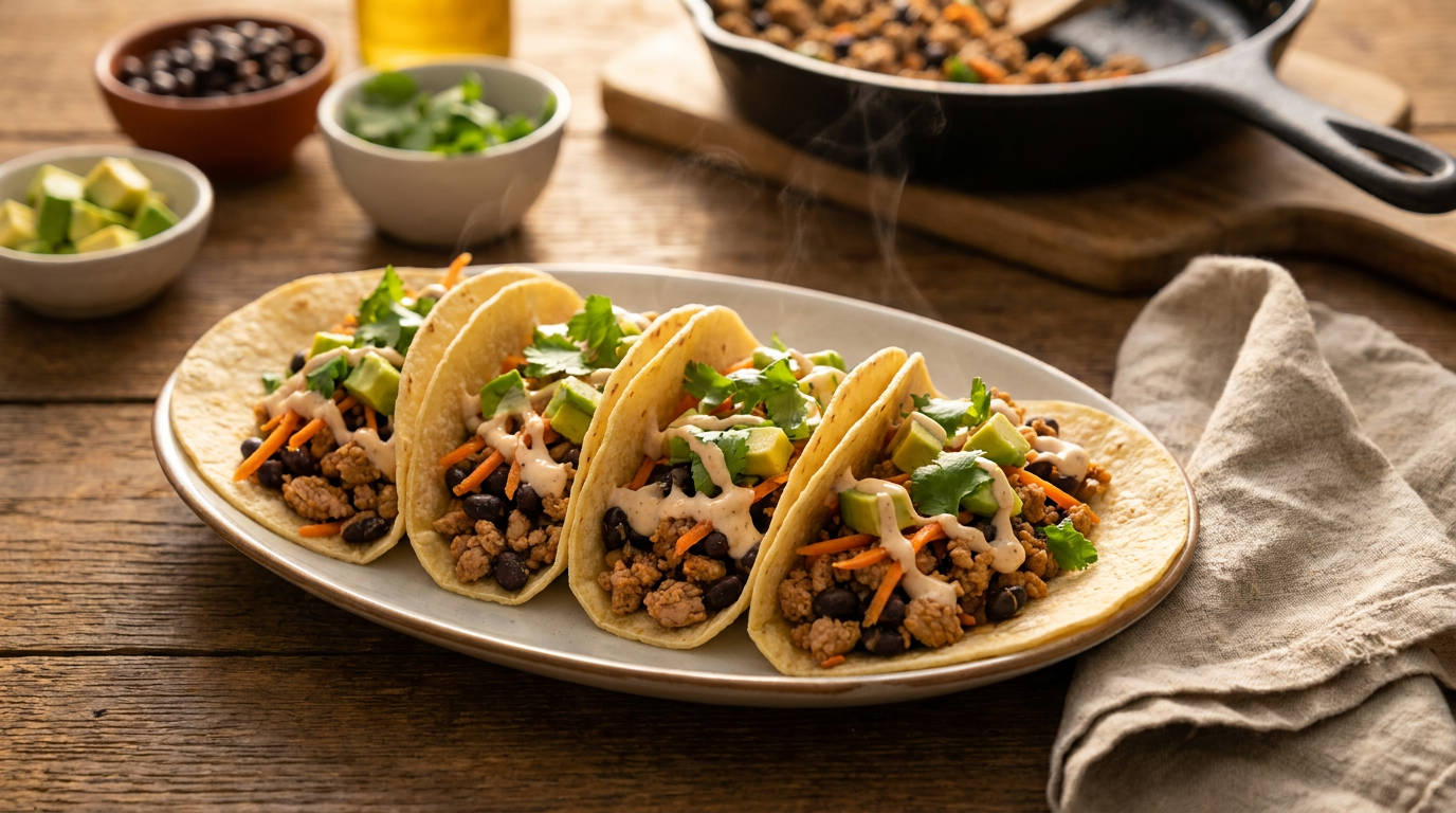 Quick Turkey & Black Bean Tacos