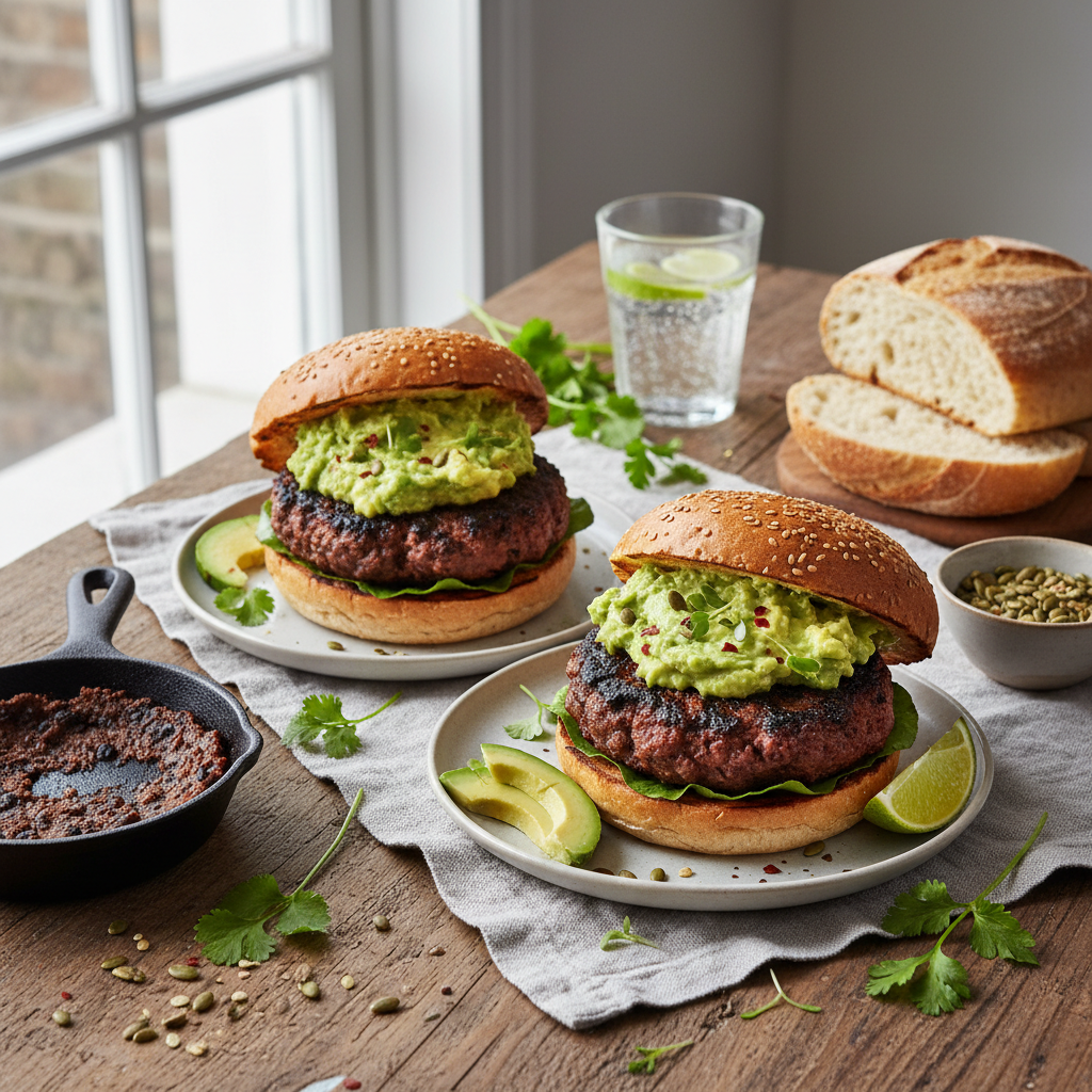 Black Bean Burgers on Sourdough Buns