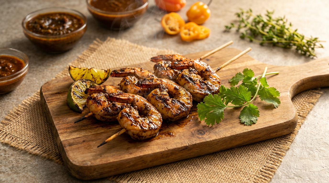 Jerk Shrimp Skewers