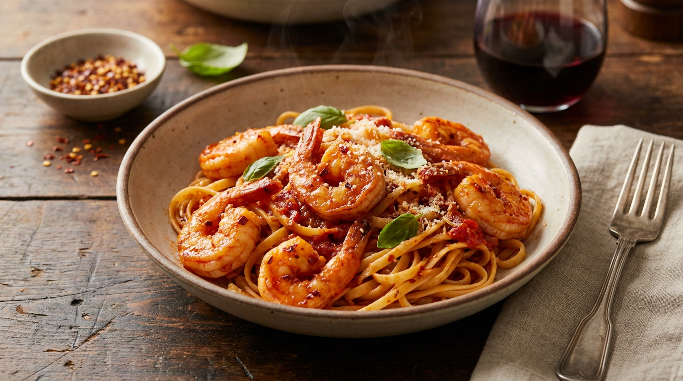 Spicy Shrimp Fra Diavolo with Linguine