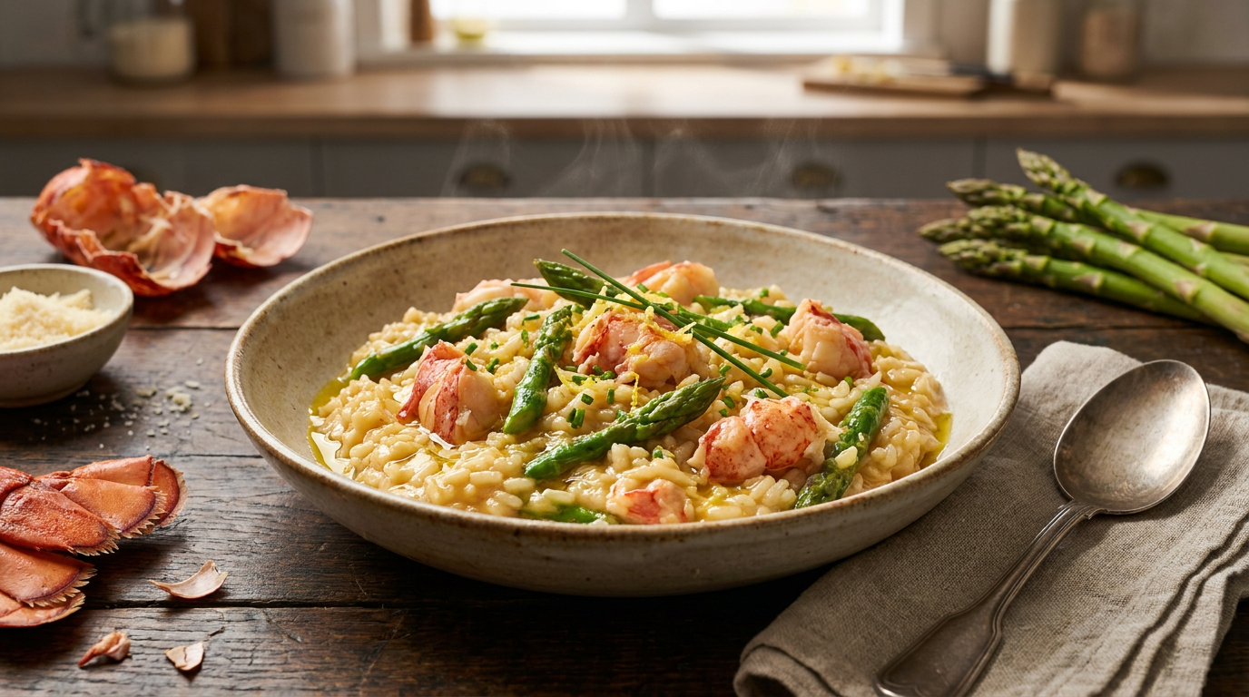 Creamy Lobster Risotto with Asparagus