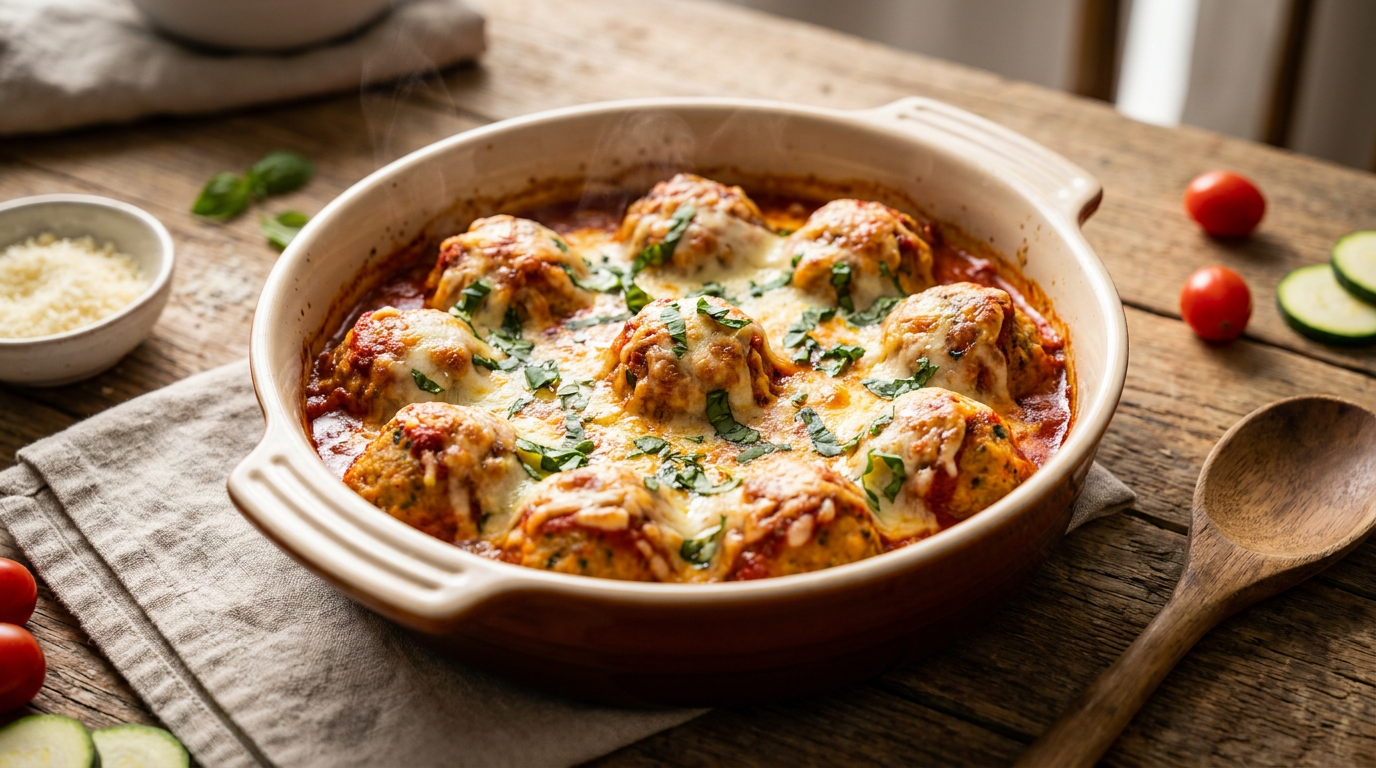 Cheesy Baked Turkey Meatballs
