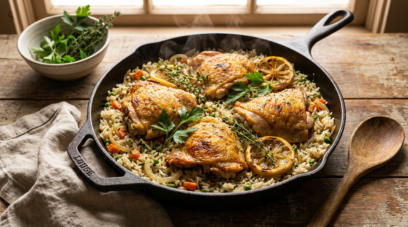 One-Pot Chicken & Rice (No Burn)