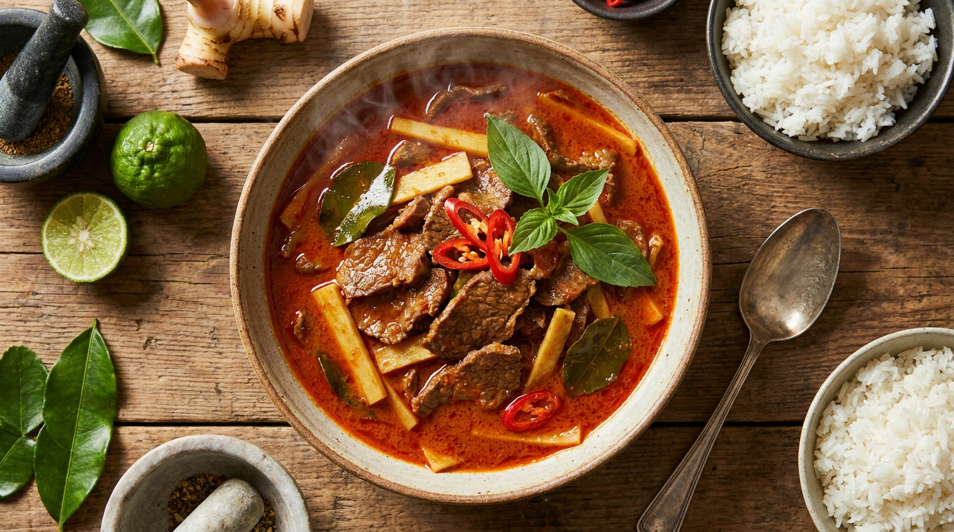 Thai Red Curry with Beef (Glossy, Not Oily)
