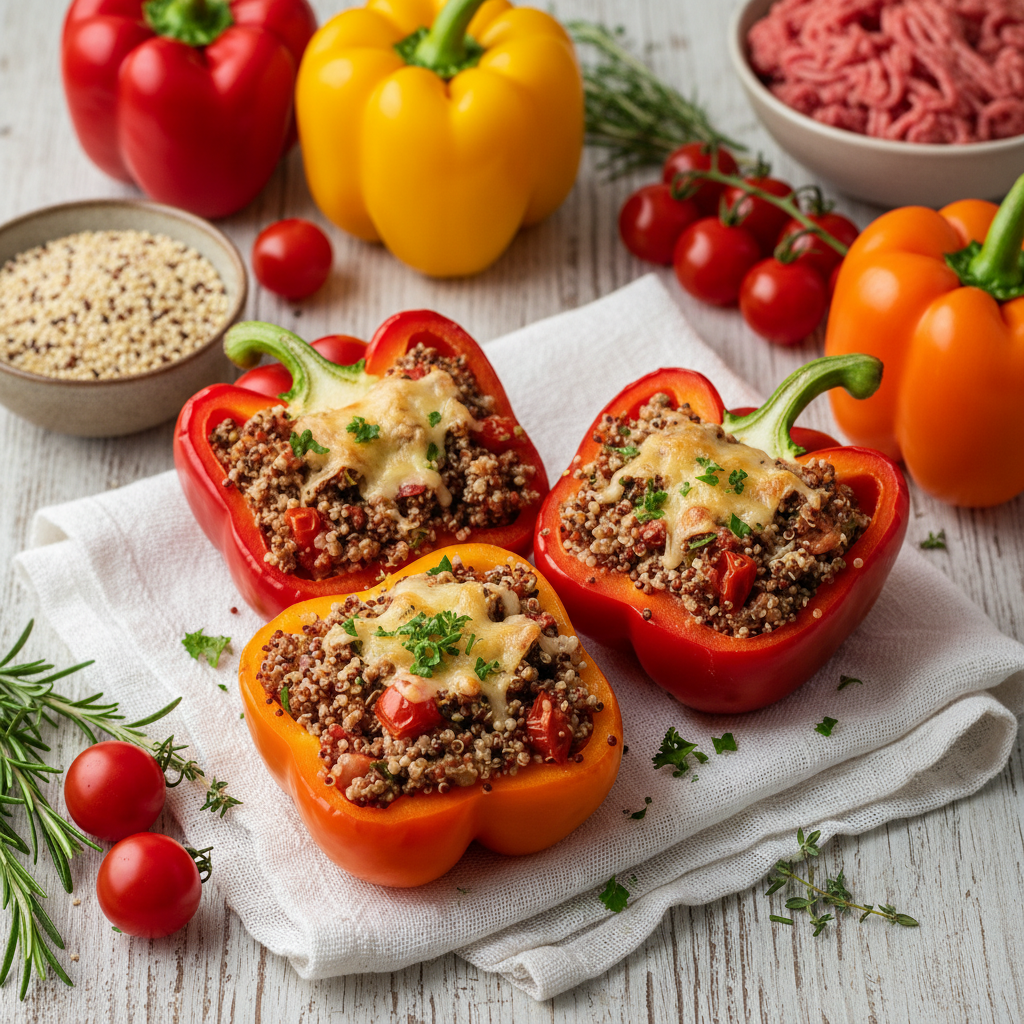 Stuffed Bell Peppers with Quinoa and Lean Beef