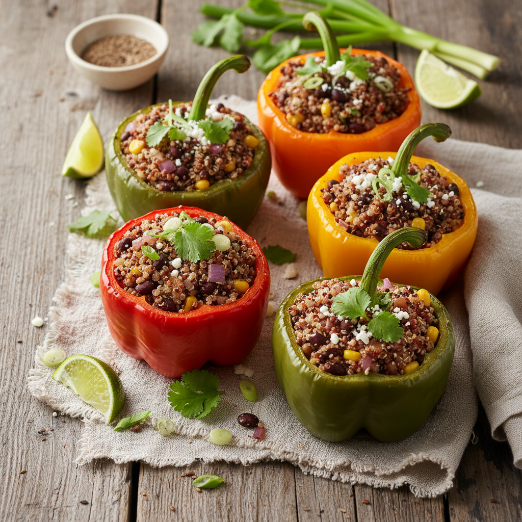 Stuffed Bell Peppers with Quinoa & Black Beans