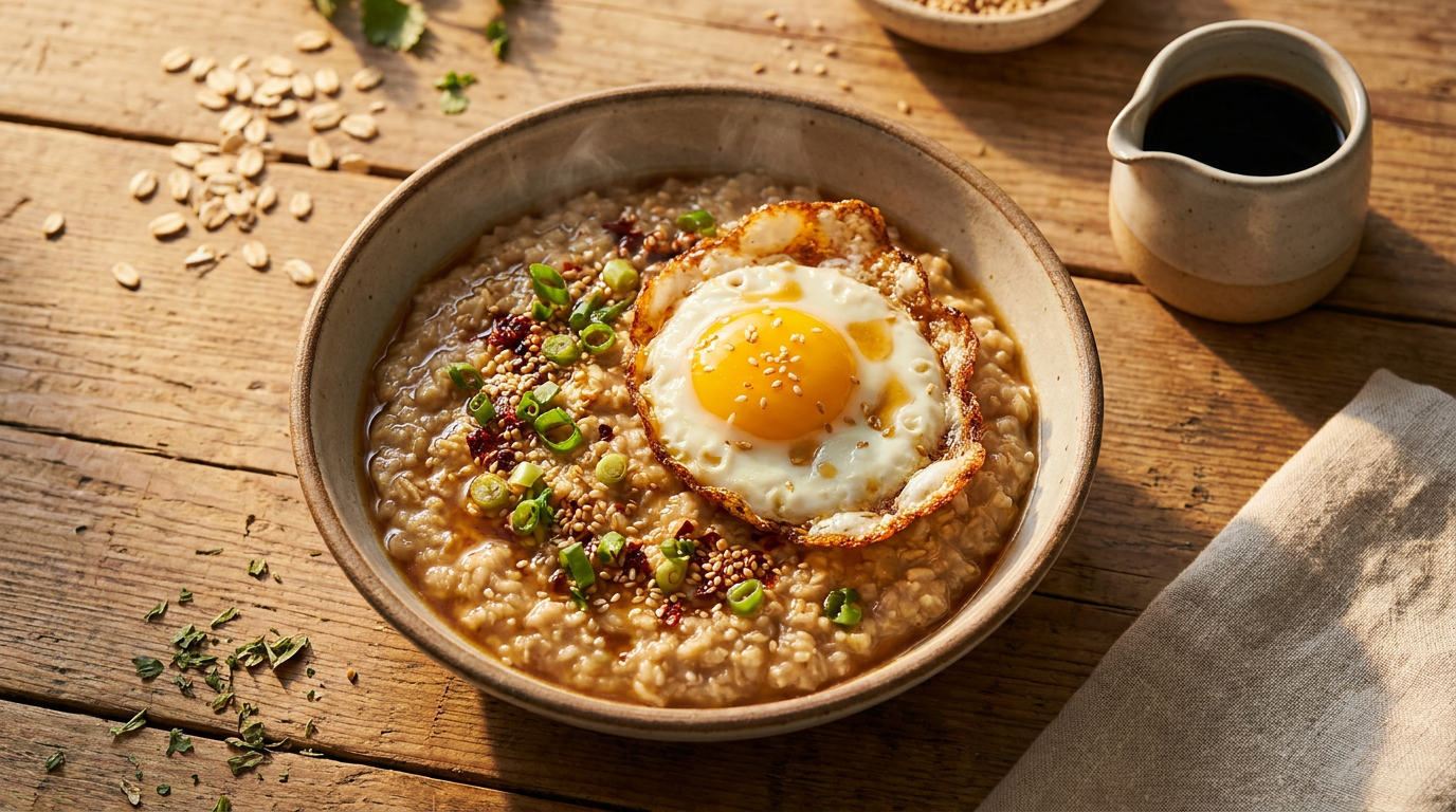 Savory Oatmeal with Fried Egg