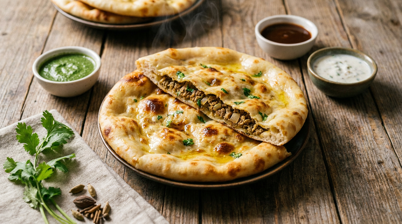 Keema Naan (Minced Meat Stuffed Bread)