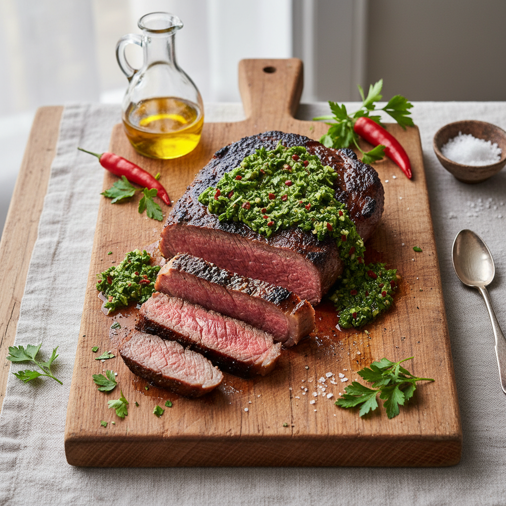 Broiled Flank Steak with 5-Minute Chimichurri