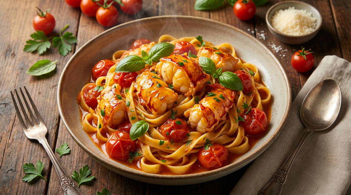 Luxury Lobster Tagliatelle with Cherry Tomatoes