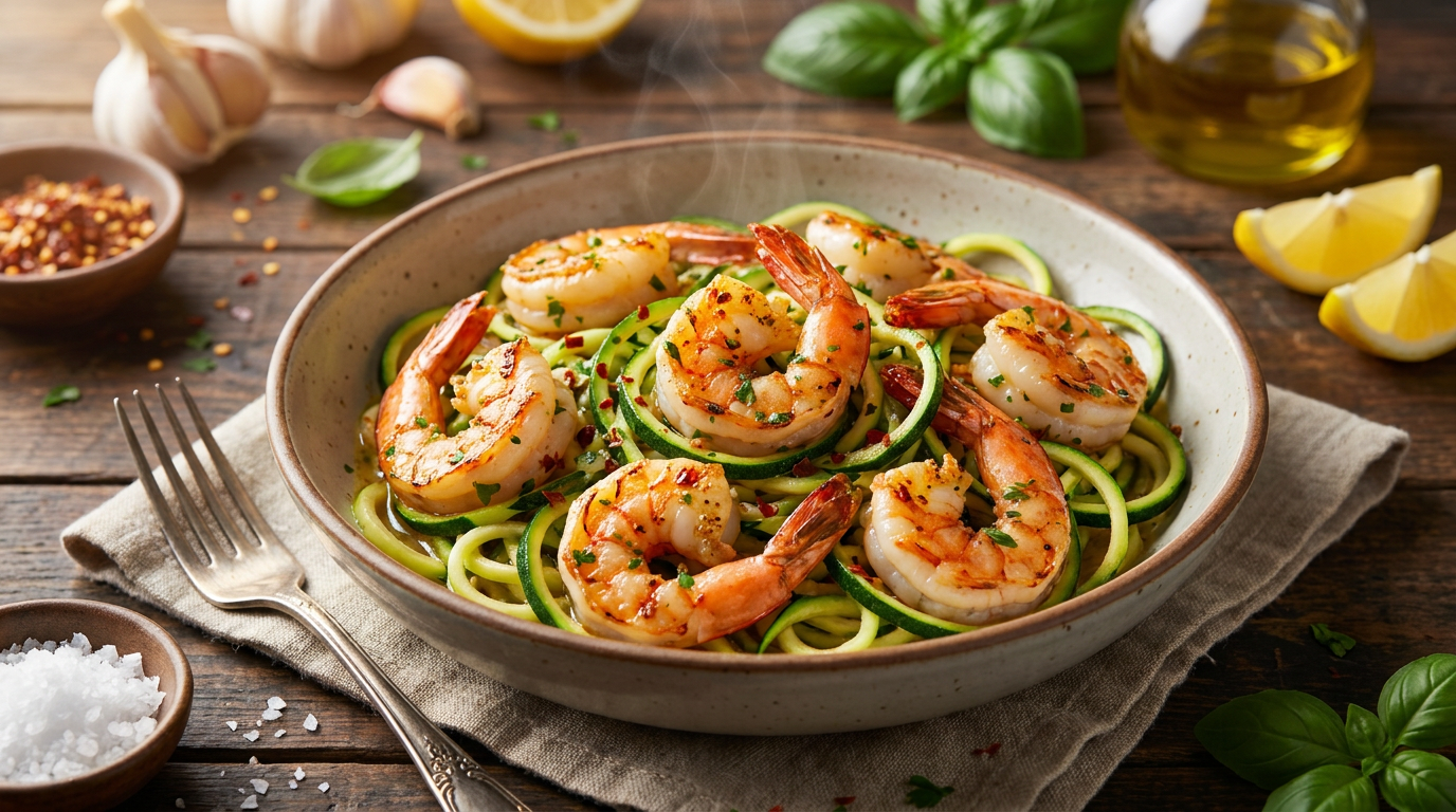 Quick Garlic Shrimp & Zucchini Noodles