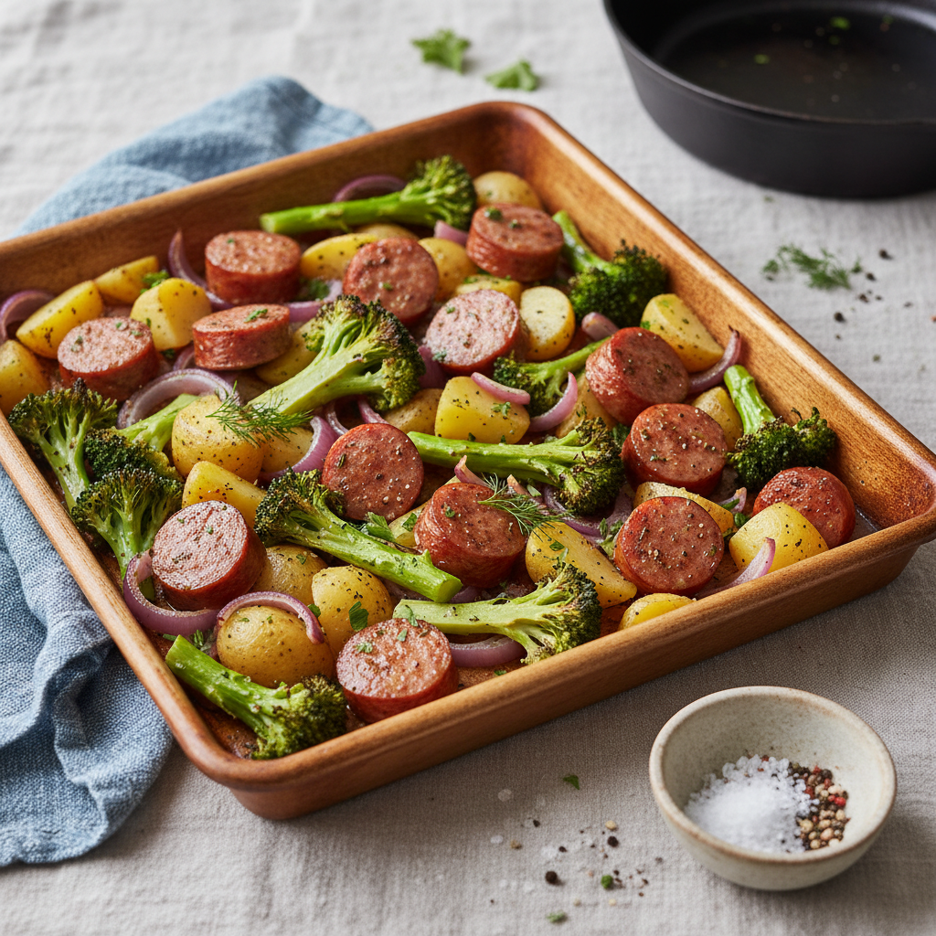 Sheet Pan Smoked Sausage and Broccoli