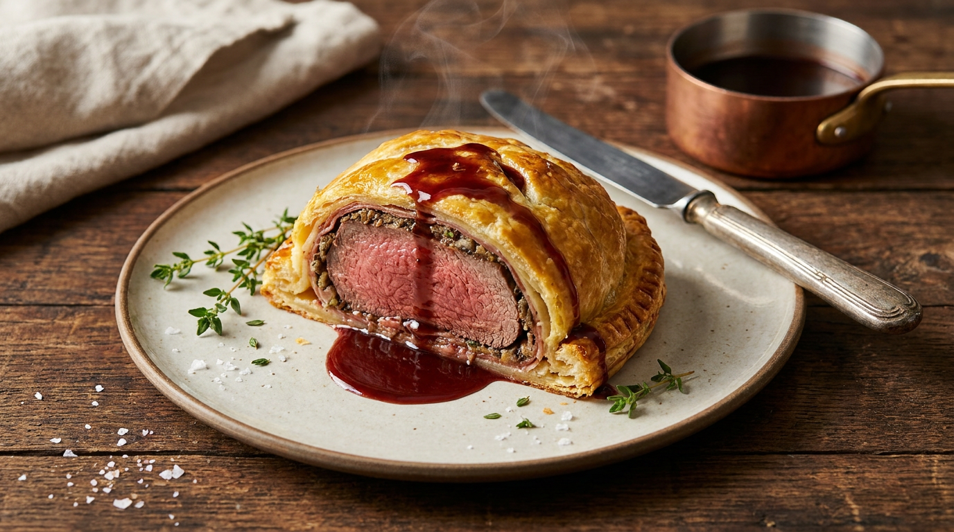 Individual Beef Wellington with Red Wine Reduction