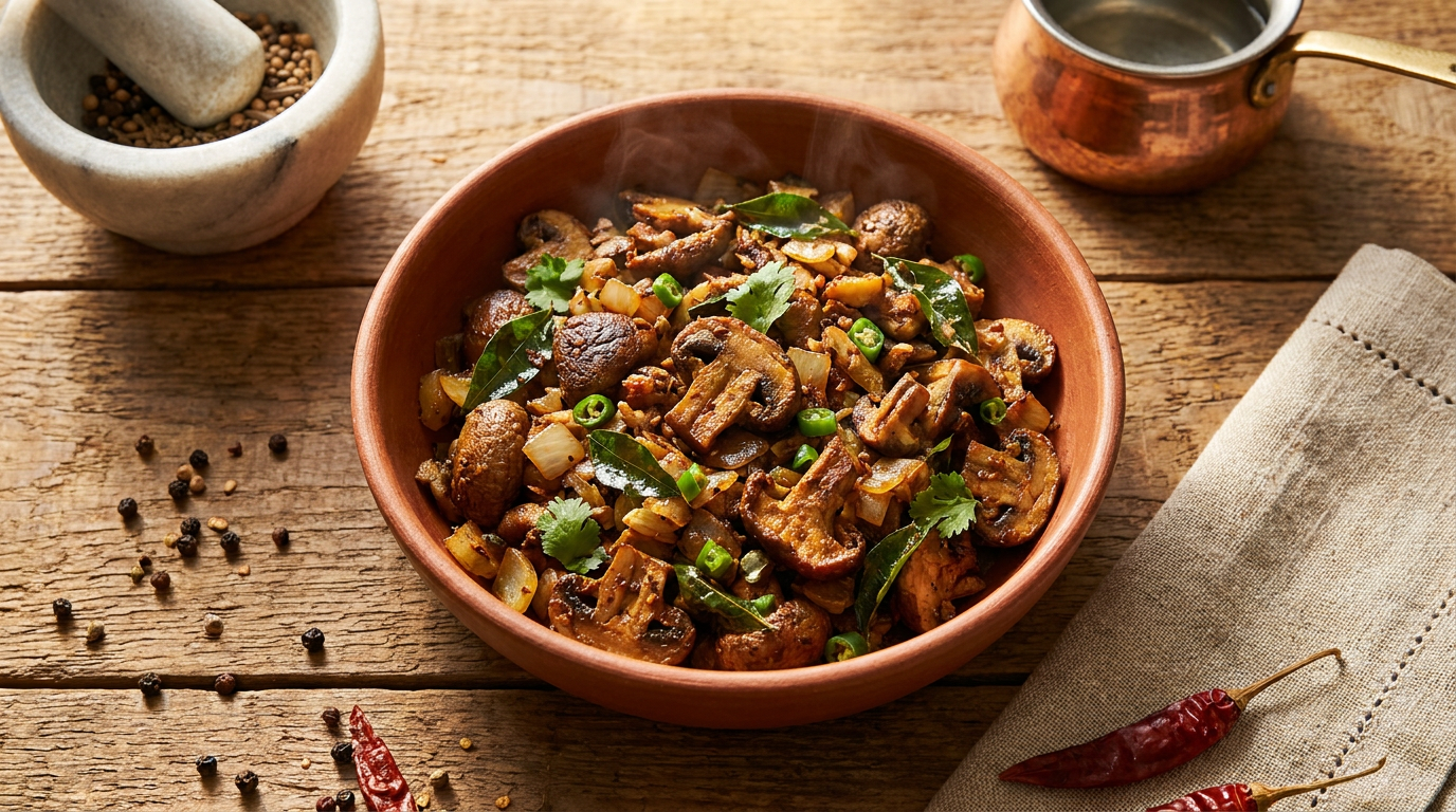 Mushroom Bhaji (Dry Mushroom Curry)