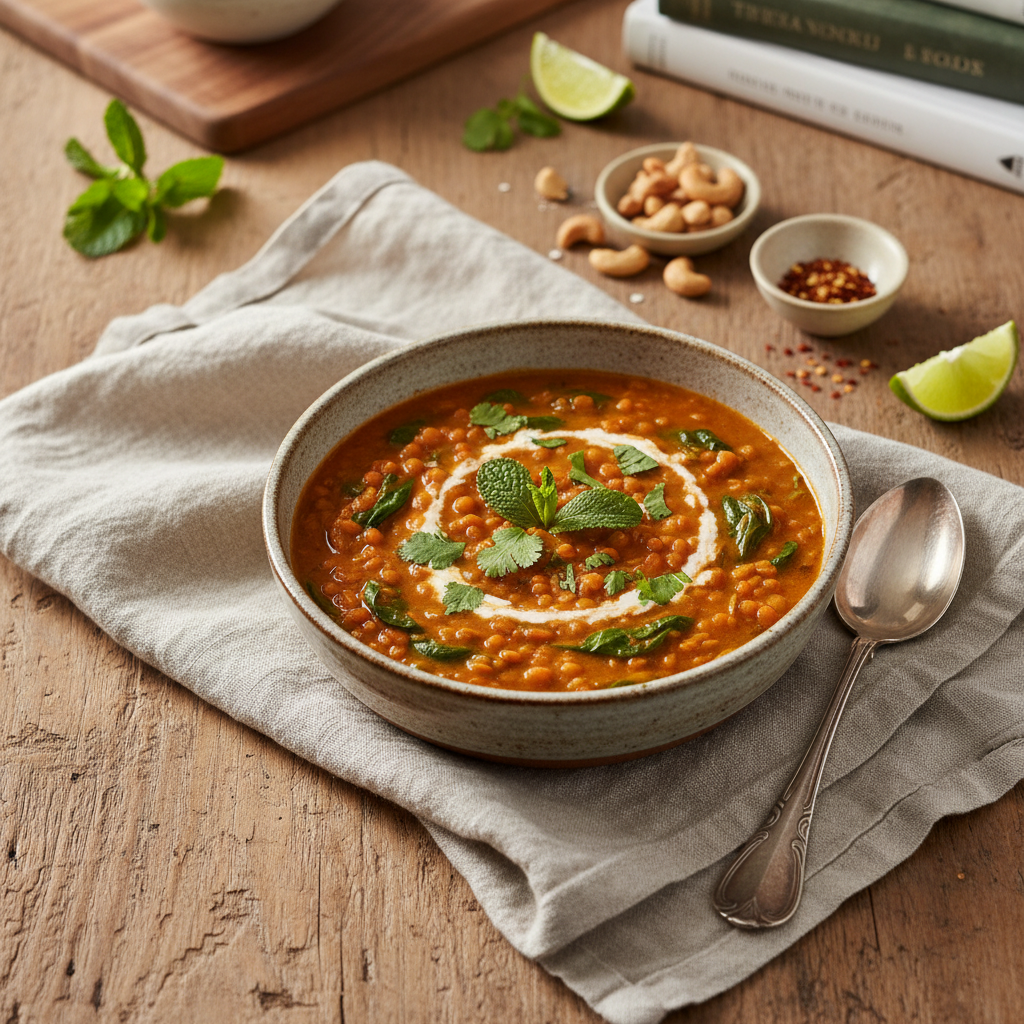 Red Lentil Curry with Spinach