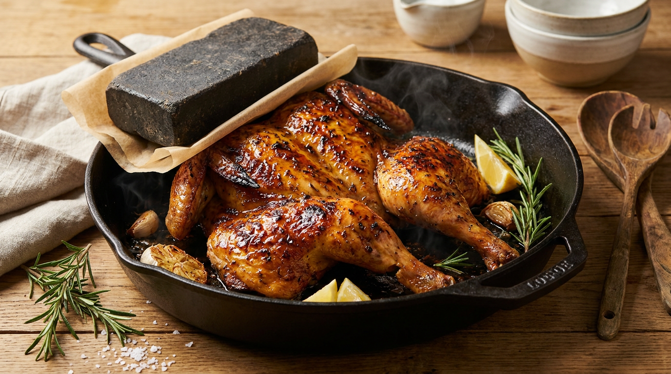 Spatchcock Chicken Under a Brick