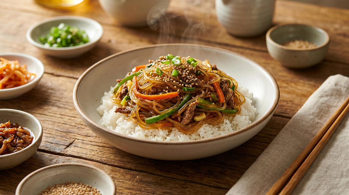 Japchae Bap (Japchae with Rice)
