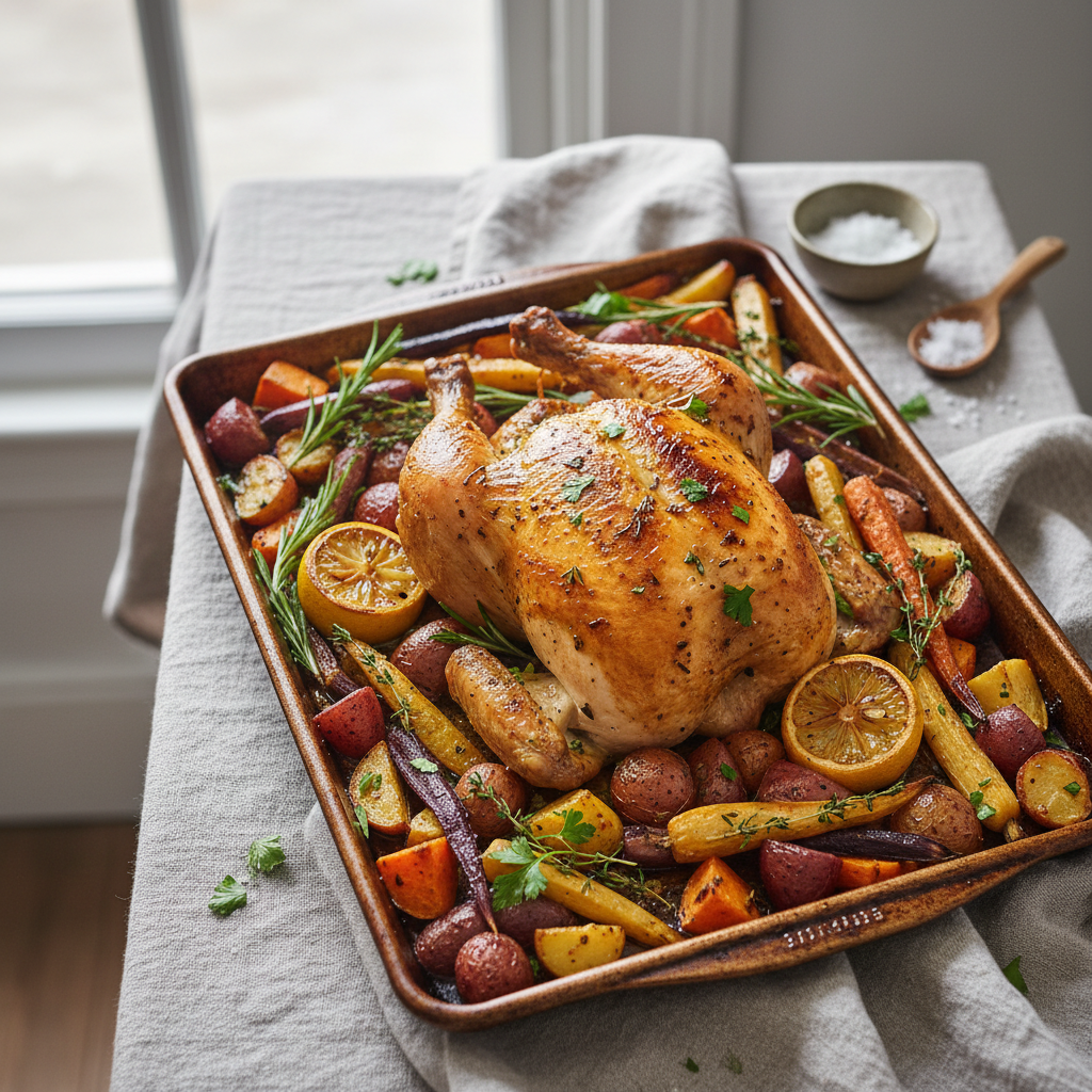 Lemon Herb Roasted Chicken with Root Vegetables