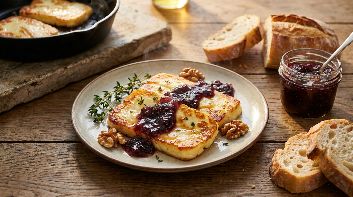 Halloumi Saganaki with Fig Jam