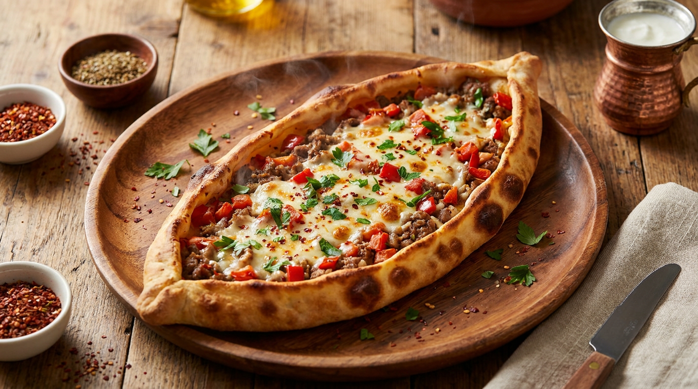 Turkish Pide (Flatbread with Toppings)