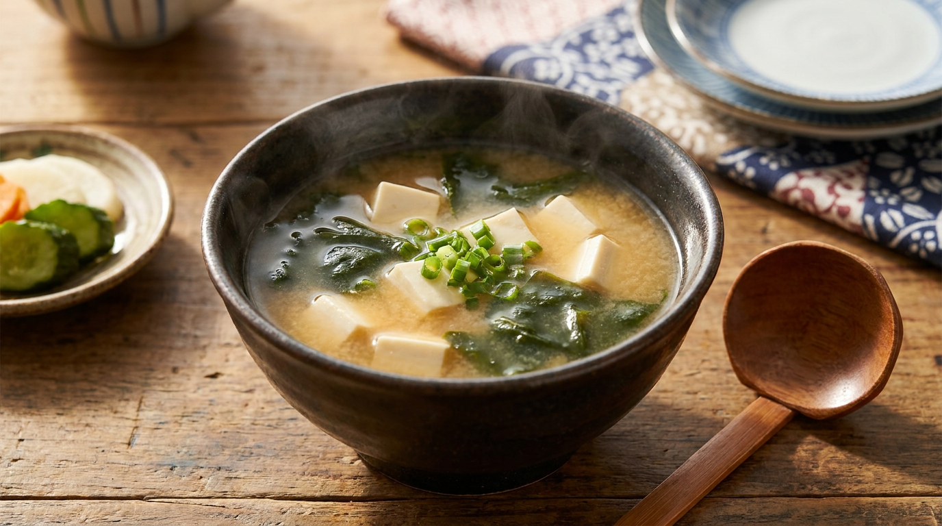 Classic Miso Soup with Tofu and Wakame
