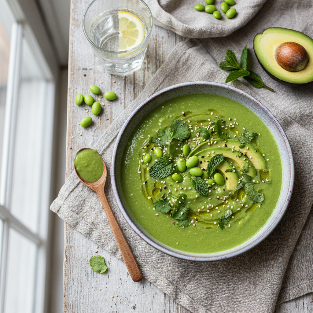 Creamy Edamame & Avocado Soup