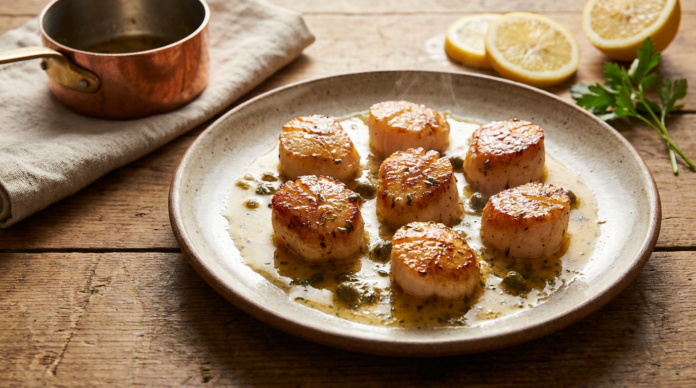 Pan-Seared Scallops with Lemon Butter Sauce