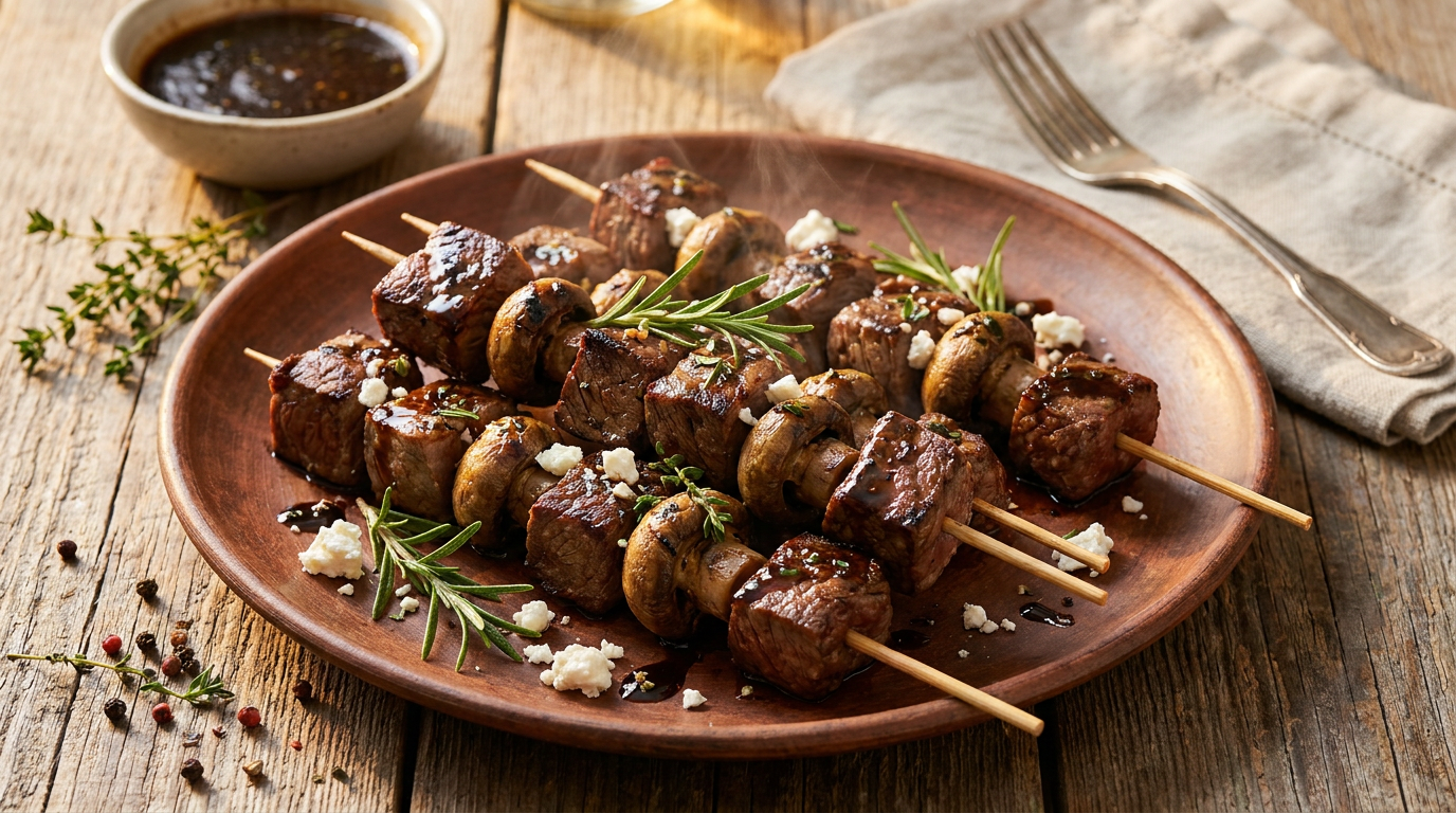 Beef and Mushroom Skewers