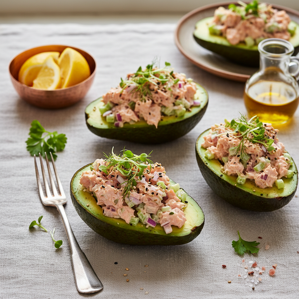 Salmon Salad Stuffed Avocados
