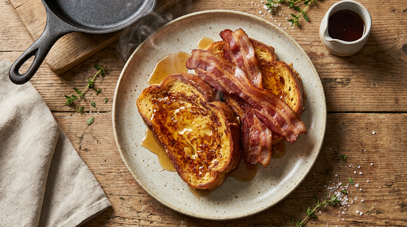 Savory French Toast with Bacon & Syrup