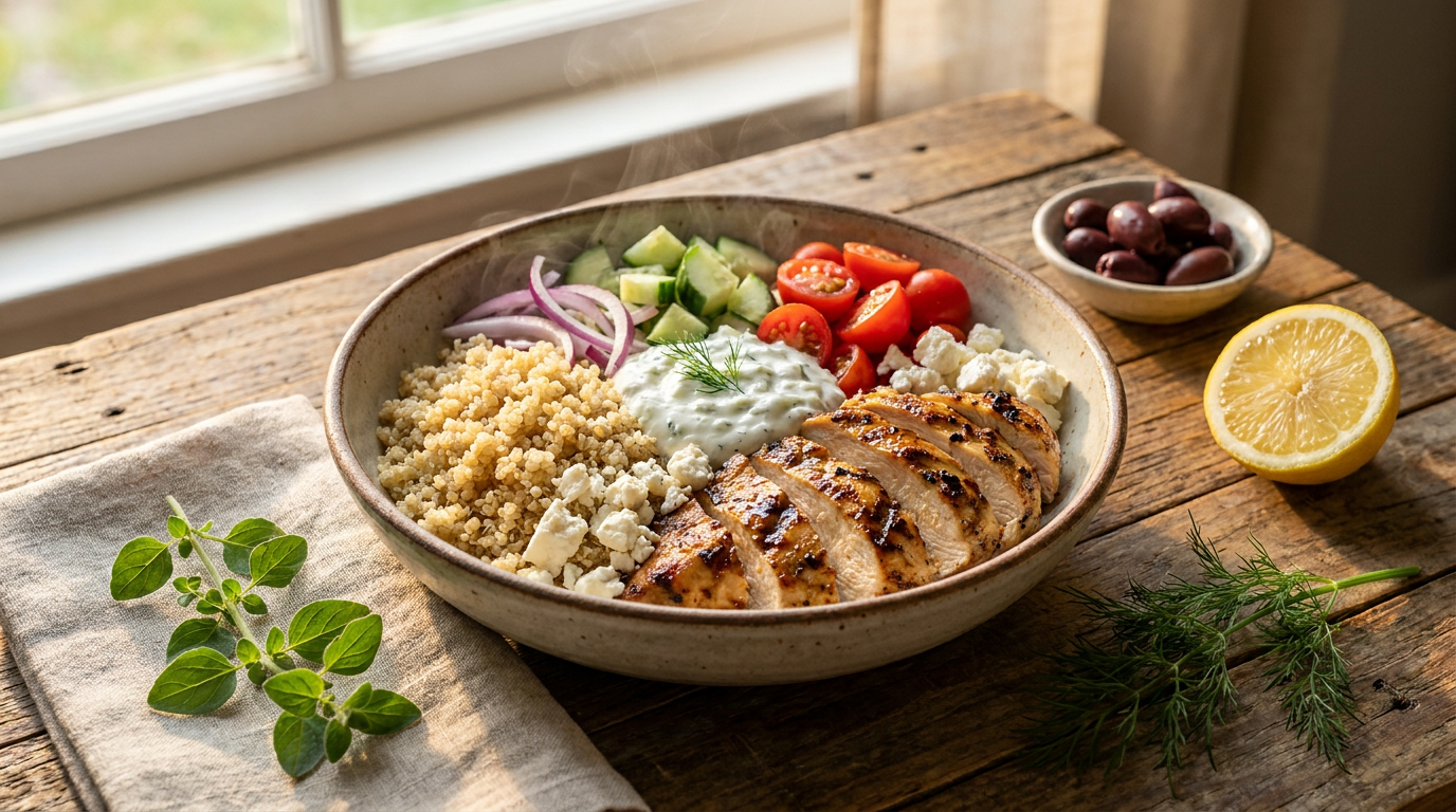 Greek Chicken and Quinoa Bowl