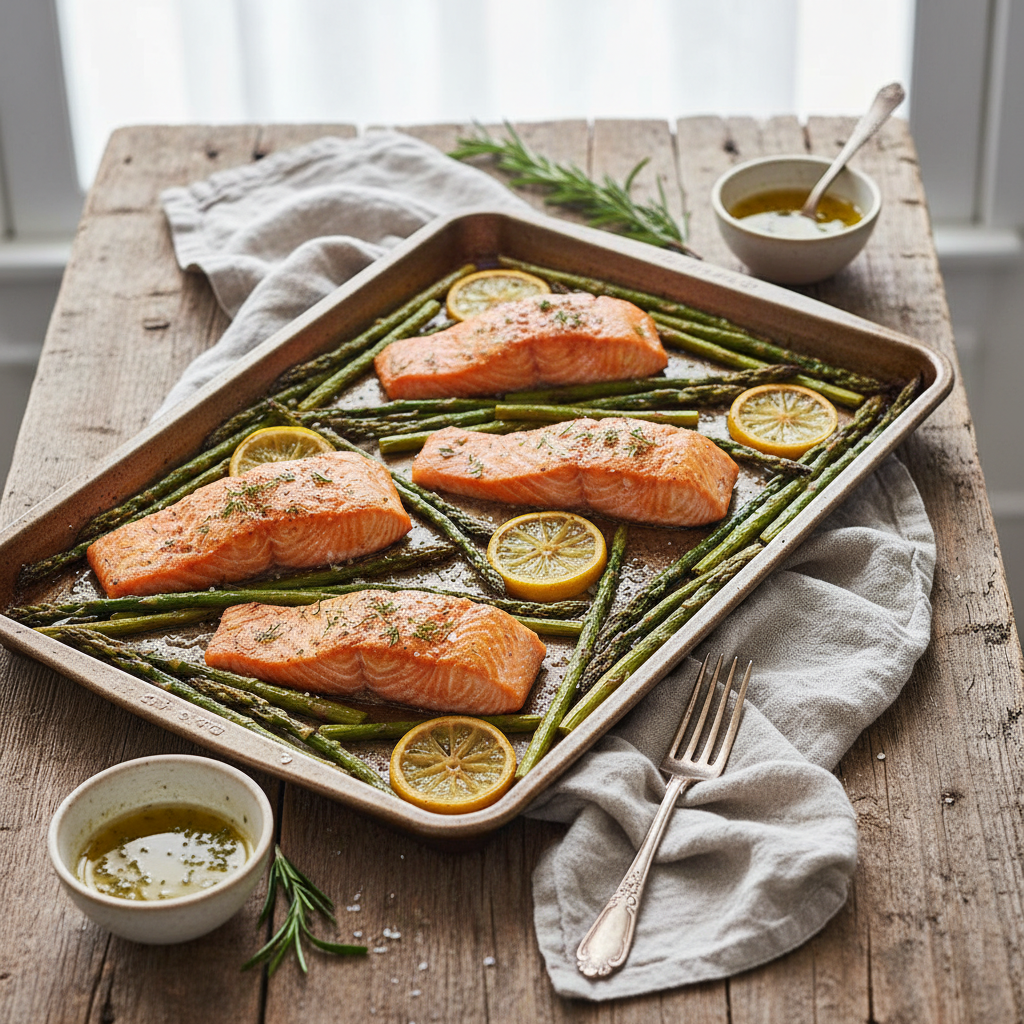 Baked Salmon with Asparagus and Lemon