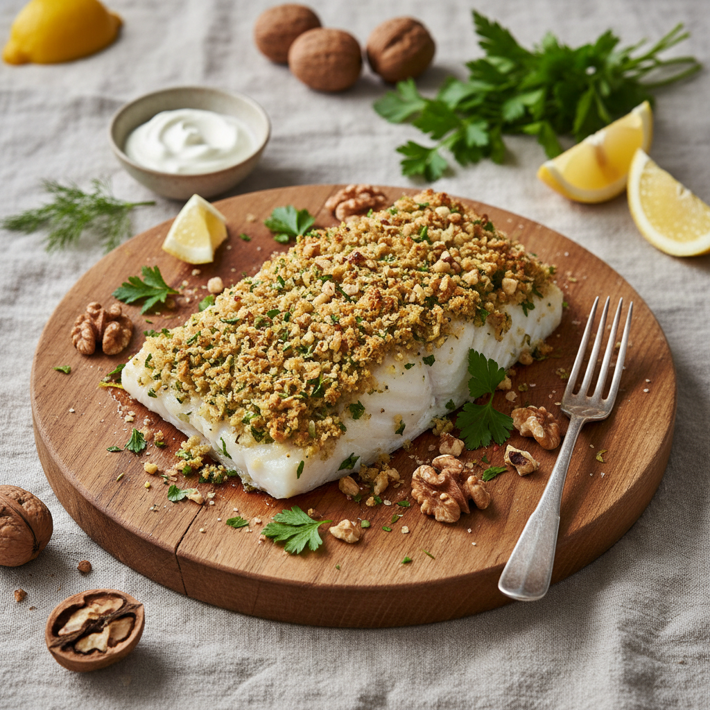 Baked Cod with a Walnut-Parsley Crust