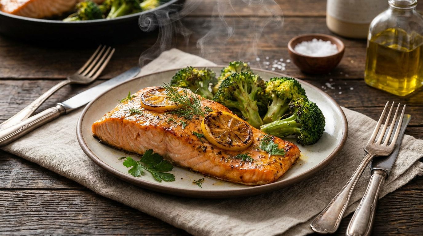Lemon Herb Baked Salmon with Broccoli