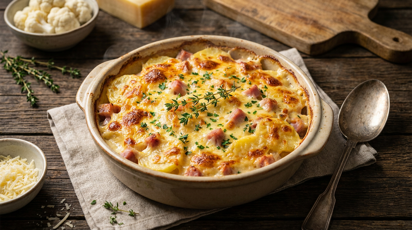 Cheesy Potato & Ham Gratin (Hidden Veg)