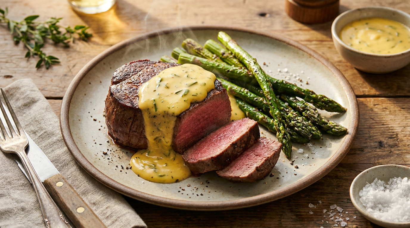 Filet Mignon with Asparagus and Béarnaise Sauce