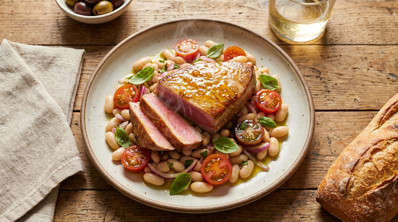 Tuna Steak with White Bean Salad